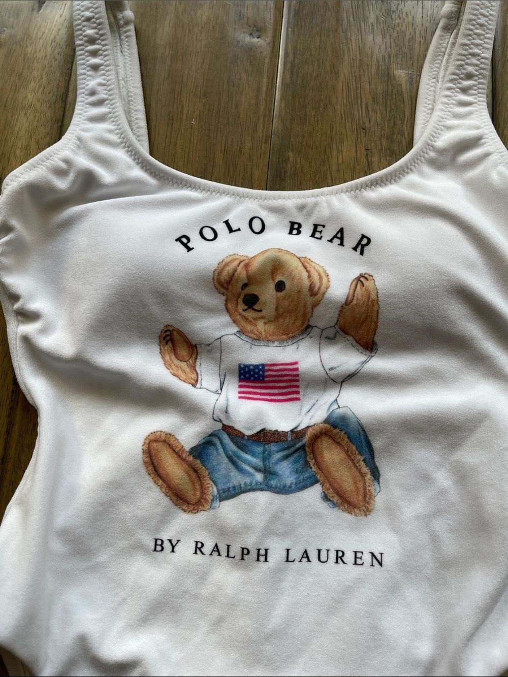 NEW Polo Ralph Lauren Polo Bear One Piece Swimsuit White - Picture 6 of 9